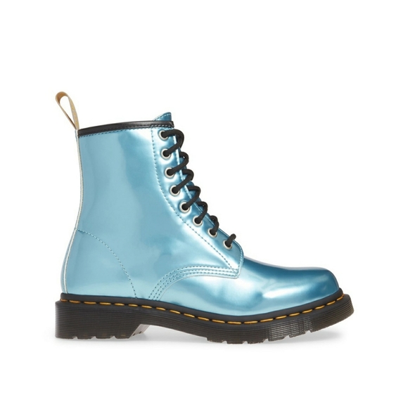 NEW DR. MARTENS BLUE VEGAN COMBAT BOOTS - Picture 2 of 9